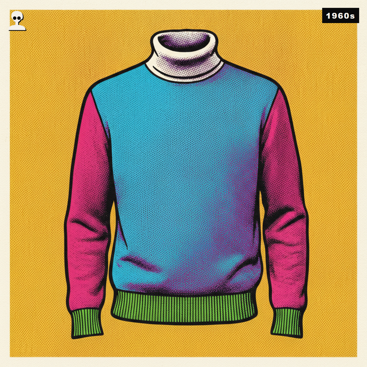Calvin Klein Men's Merino Turtleneck Sweater, Inside Andy pop art