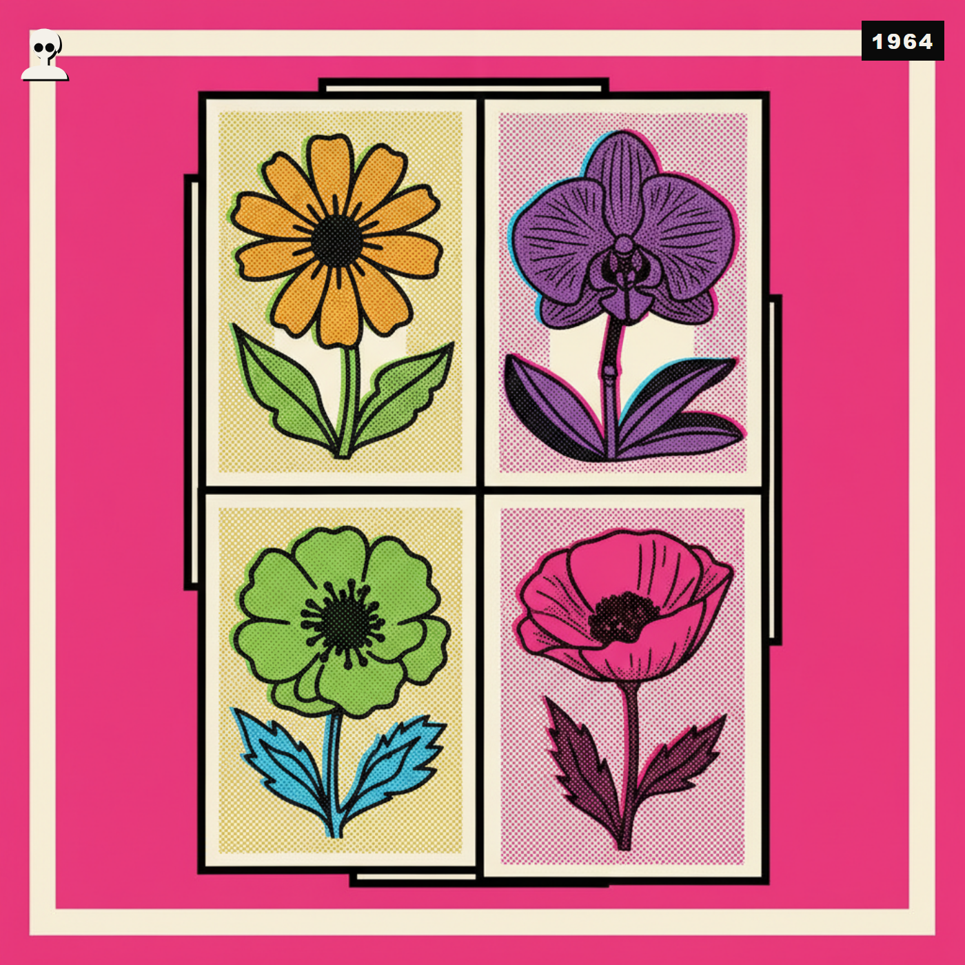 Pop Art Flowers Print Poster Set, Inside Andy pop art
