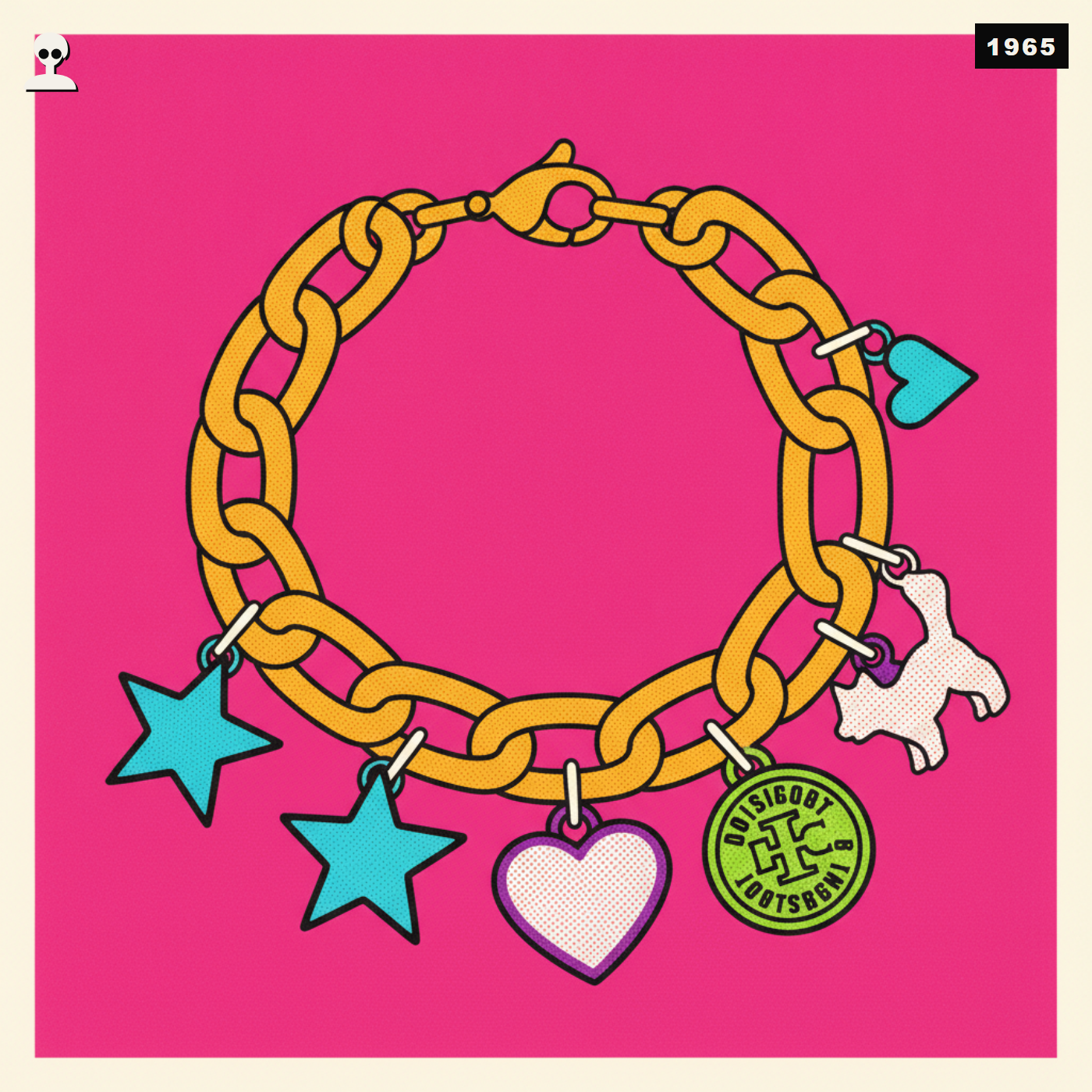 Gold Charm Bracelet, Warhol pop-art