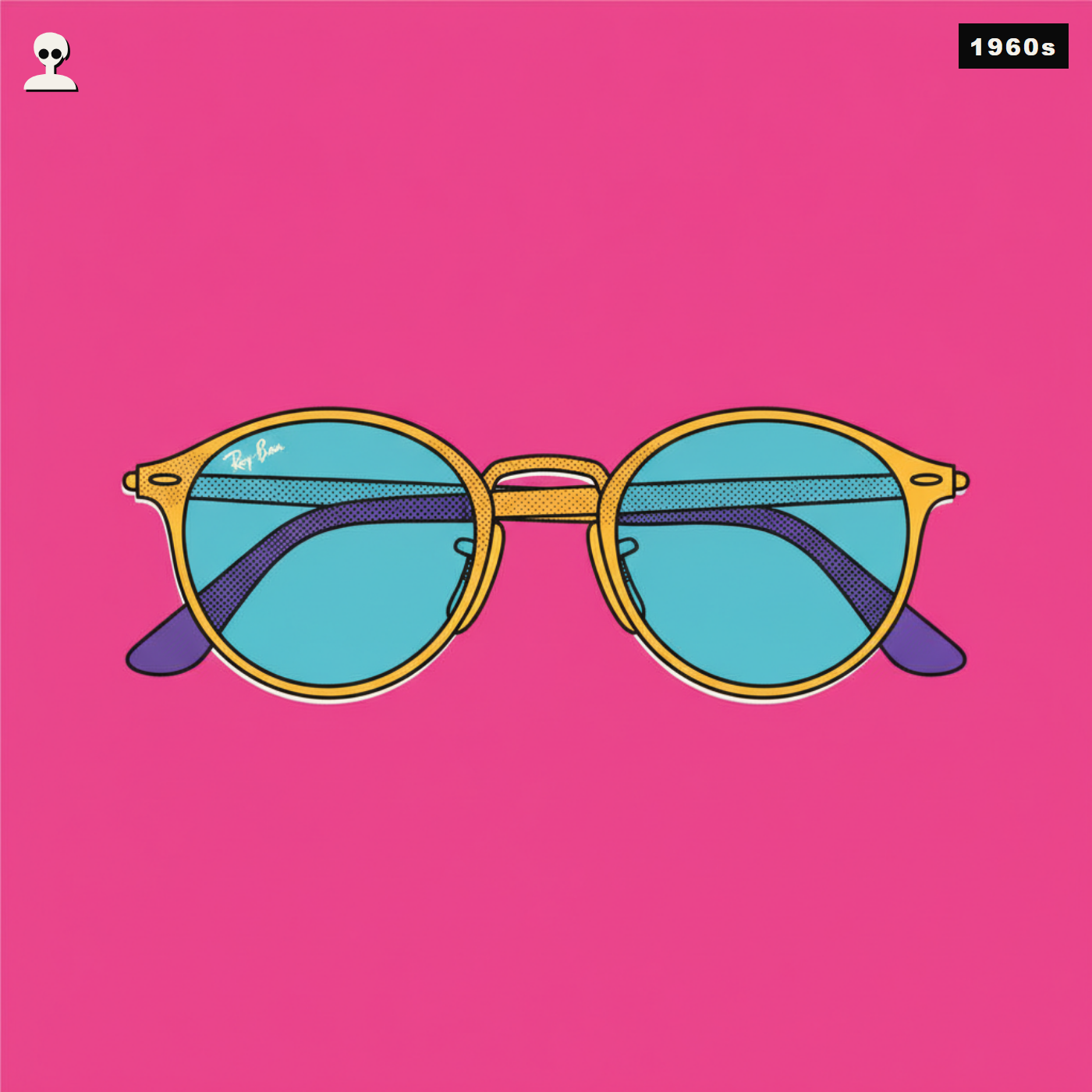 Ray-Ban Round Metal Sunglasses RB3447, Inside Andy pop art