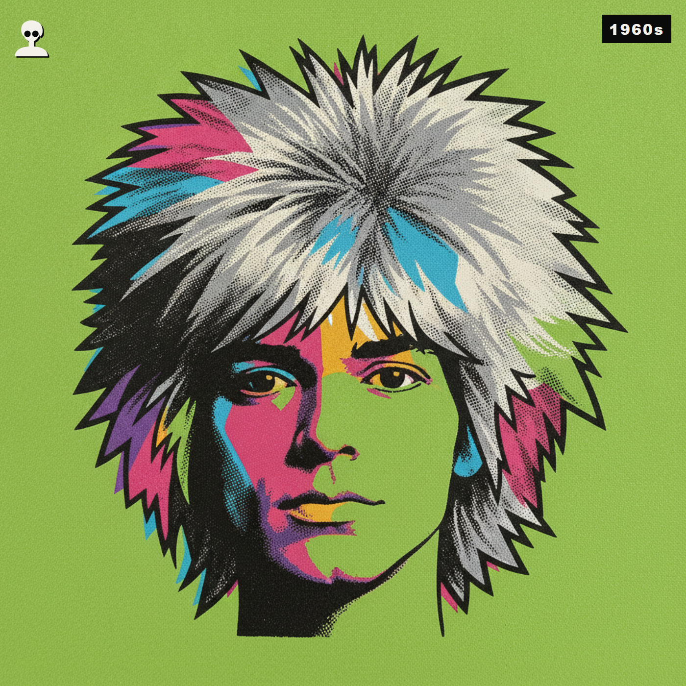 Silver Gray Spiky Costume Wig, Inside Andy pop art
