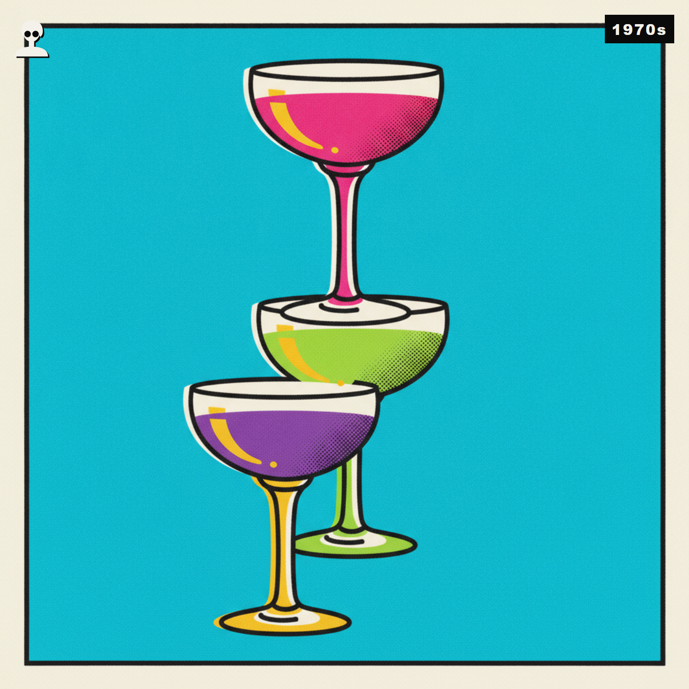 Vintage Coupe Champagne Glasses (Set of 6), Inside Andy pop art